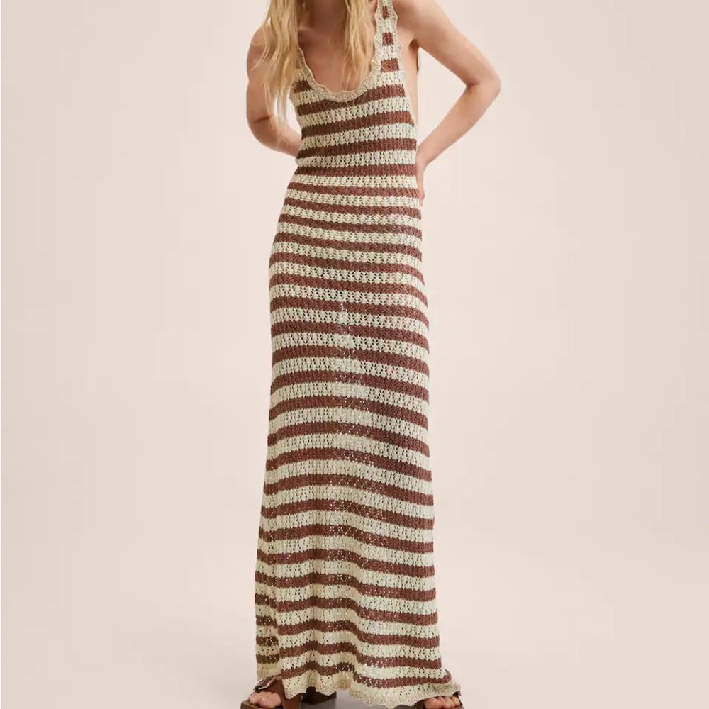 MANGO striped knit maxi dress